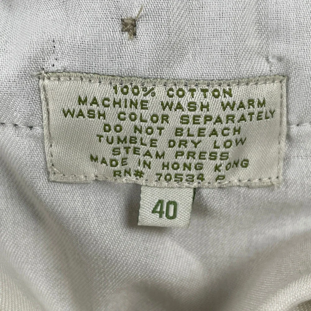 Orvis Corduroy Pants Mens 40 Green Pleated Front Leather Trim Cuffed Trousers